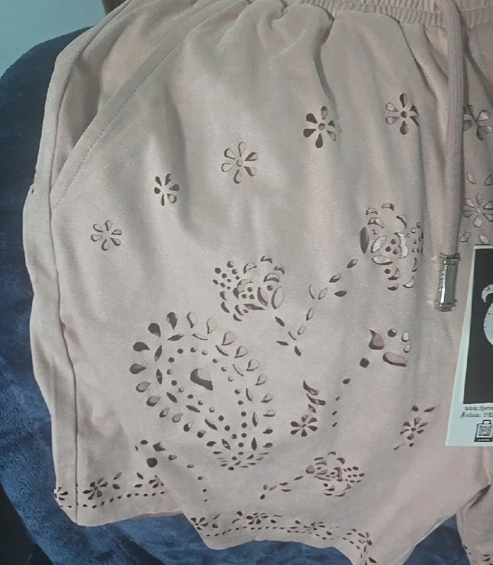 men’s Dusty Pink Laser-Cut Drawstring Shorts